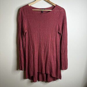 Eileen Fisher Women's Salmon Red 100%‎ Organic Linen Bateau Neck Tunic Blouse SP